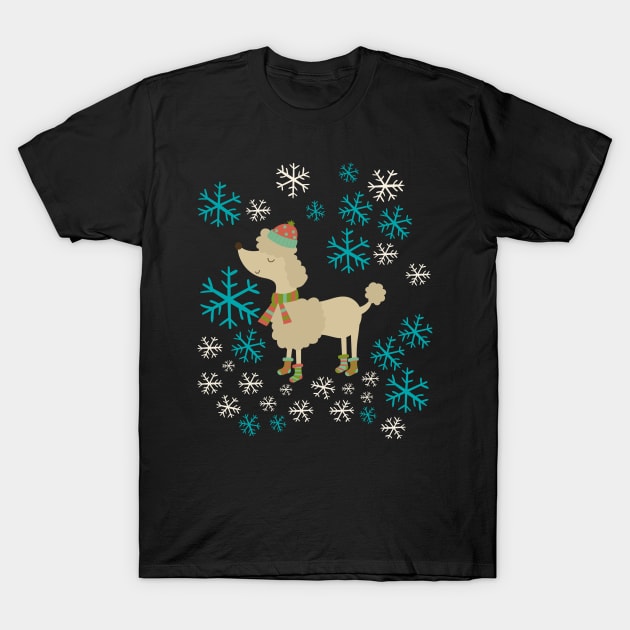 Poodle Dog walk in snow T-Shirt by Nice Surprise